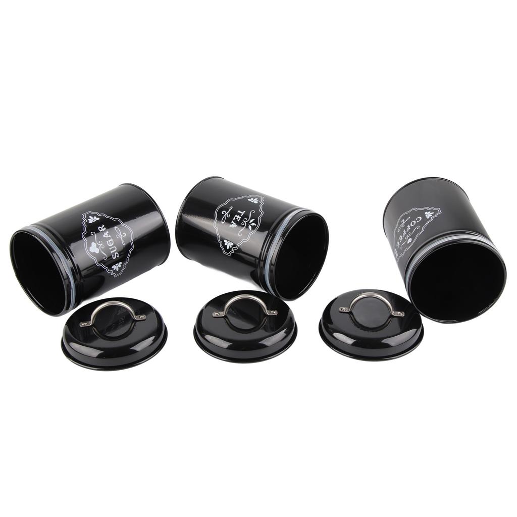 3Pcs Black Sealed Jar Set Home Kitchen Storage Organizer Sealed Cans Box Baking Supplies