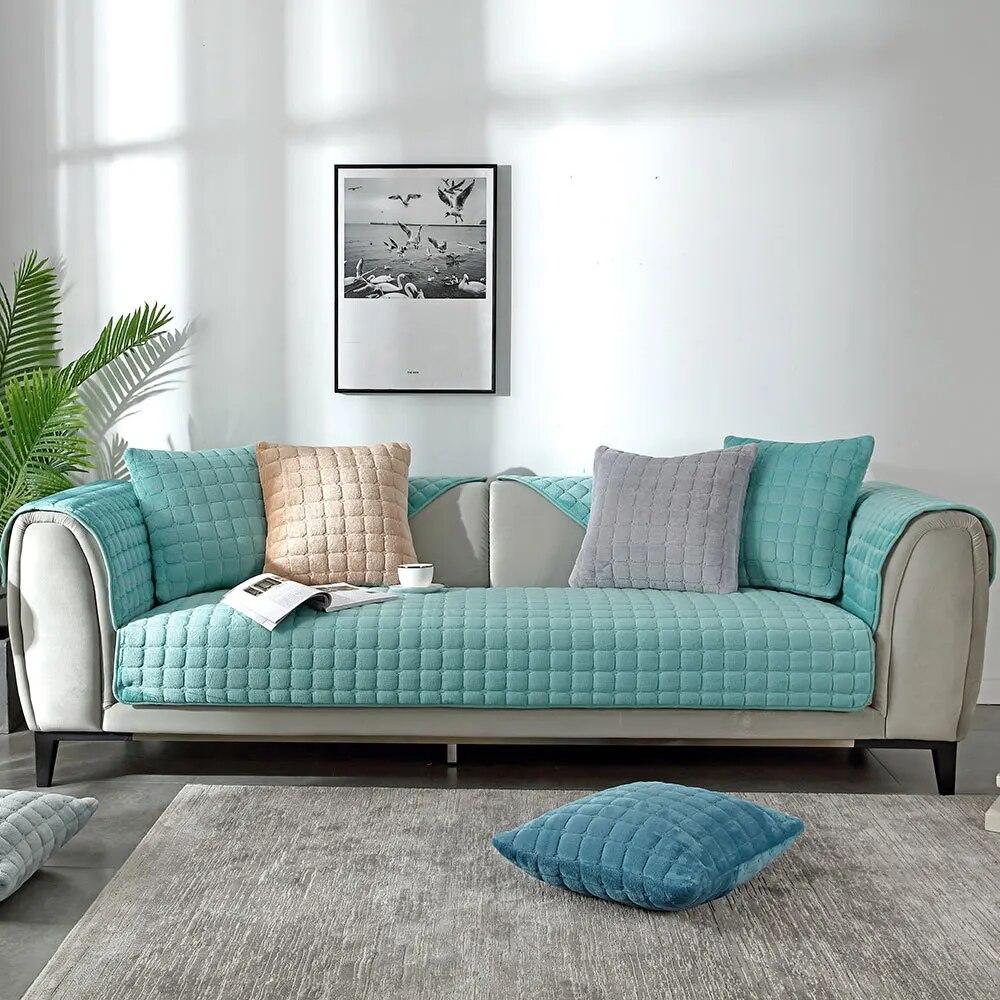 Зимний 1/2/3-местный нескользящий секционный диван-полотенце, толстый плюшевый чехол для дивана, мягкий бархатный плюшевый стеганый чехол для дивана для гостиной