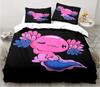 Cute Kawaii Axolotl Art Christmas Navidad Gift King Twin Double Child Customized Bedding Set Duvet Cover with Pillowcase 3 Piece