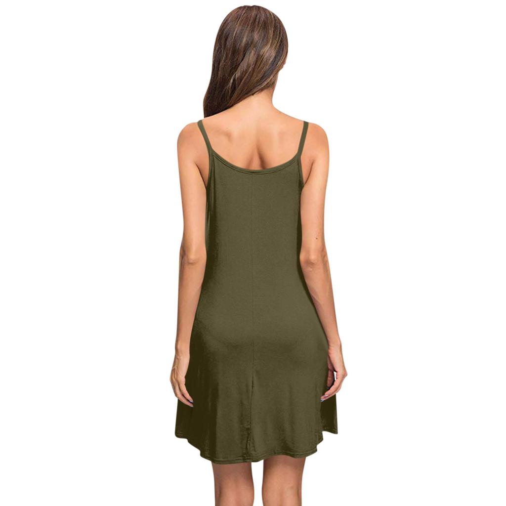 Women's Summer Casual Straps Sundress With Pockets Short Beach Vacation Tank Dresses
