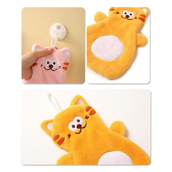 Полотенце для рук со шнурком, поглощающее воду, мягкое, удобное, из кораллового флиса, в форме кота Гарфилда, подвесное полотенце для протирания рук, тряпка для чистки, ежедневное использование