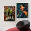 Colorful Beautiful Parrot Bird Graffiti Art Canvas Painting Wall Picture Animals Posters and Prints Living Room Home Decoration No Frame
