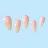 24 Pcs Spring Summer Nude White Press On Nail Medium Length Stiletto Almond Fake Nail Nude Pink Gradient Natural Nail Design For