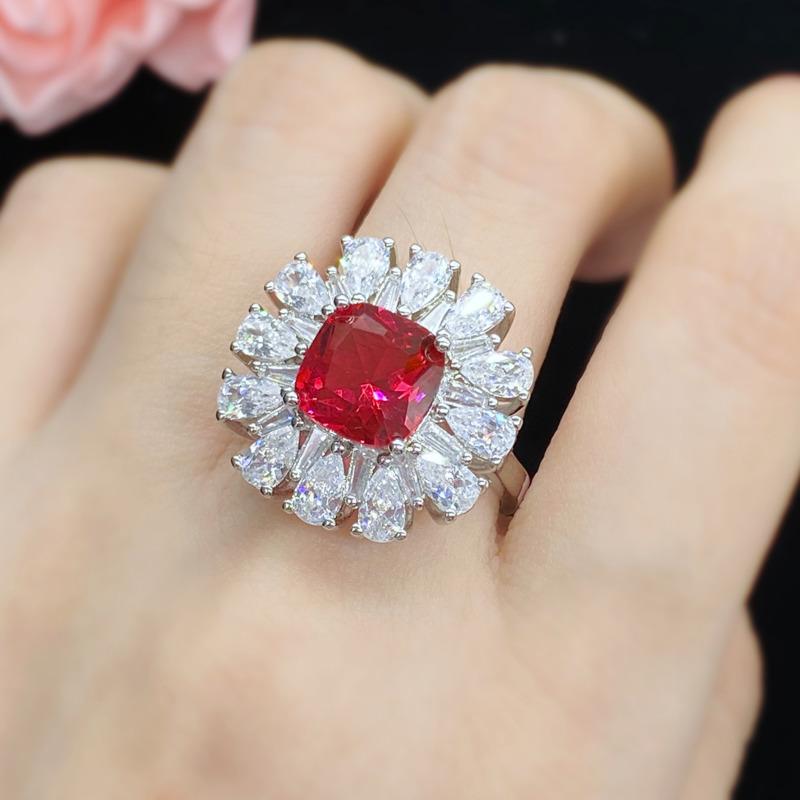 BELLA BOX Flower Shape Geometry Gorgeous Opening Rings For Women Zircon Engagement Party Fine Fashionable Jewelry Gift