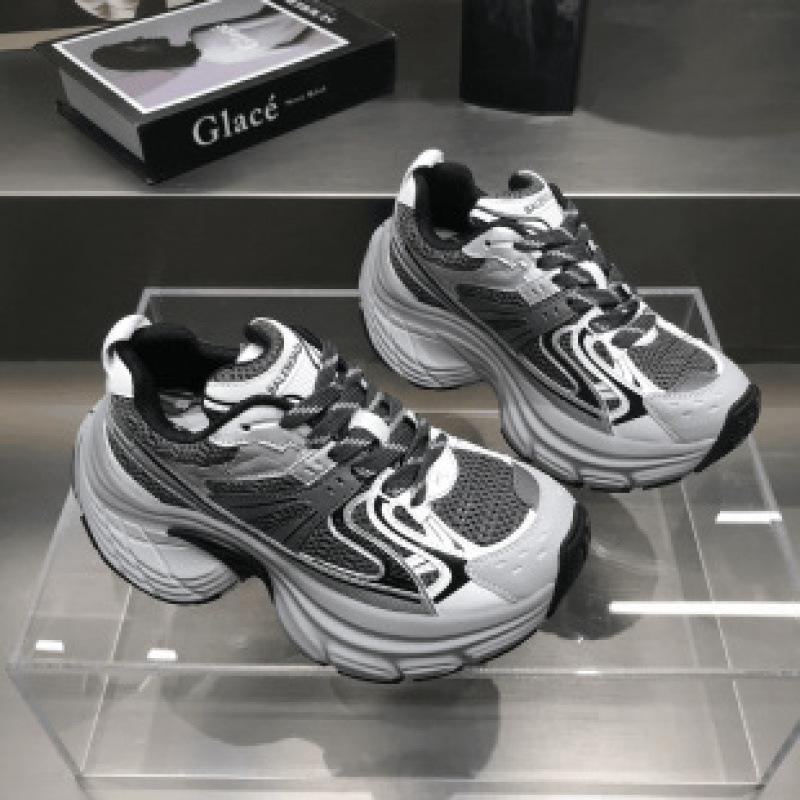 Кроссовки на толстой подошве с увеличением роста, весна-лето 2025, новая женская обувь, универсальные, на шнуровке, модные, повседневные, спортивные кроссовки на мягкой подошве