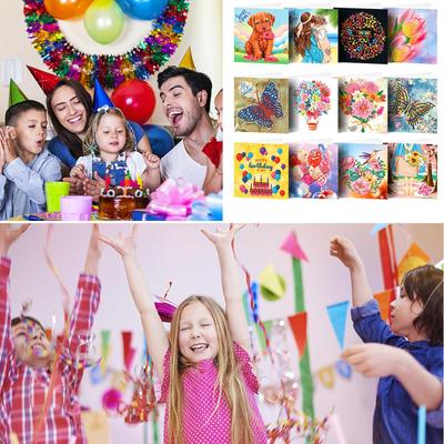 12 шт. DIY Алмазная живопись Открытки Праздничный узор Алмазная живопись Ручная работа Открытки для Дней Рождения, Дня Благодарения и Особых случаев