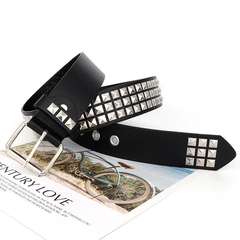 Punk Womens Rock Leather Belt With Rivet Eyelet Design For Styles Streetwear