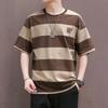 Мужская летняя повседневная полосатая футболка с короткими рукавами, круглый вырез, свободные топы с короткими рукавами