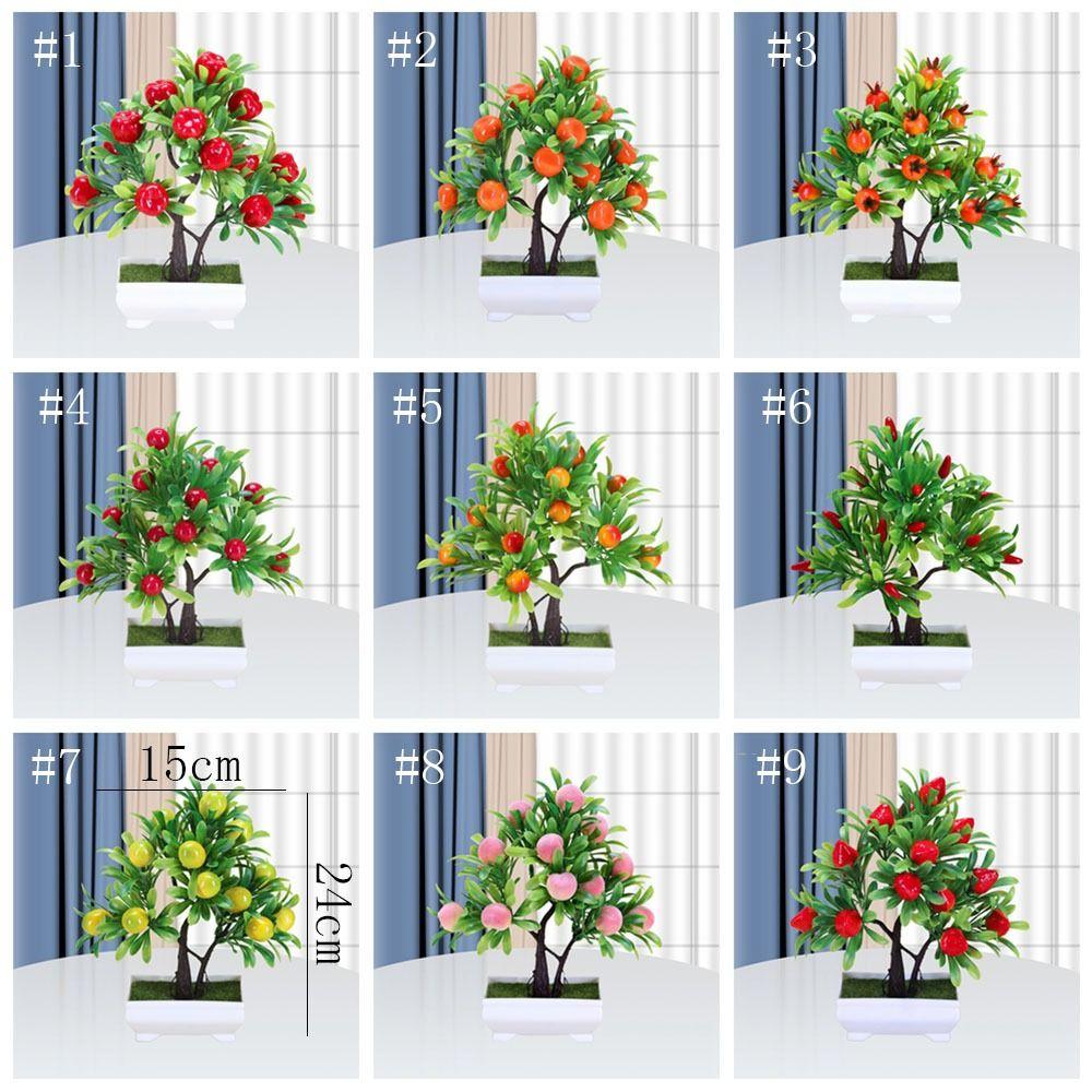 Plastic Artificial Fruit Plant Potted Realistic Orange Tree Bonsai Simulation Lemon Tree Garden