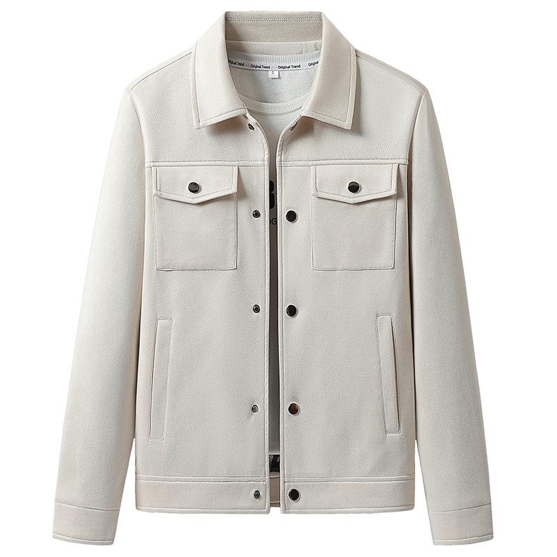 Autumn New Fashion Youth Versatile Casual Jacket Men's Deerskin Velvet Japanese Fashion Brand Men's Lapel