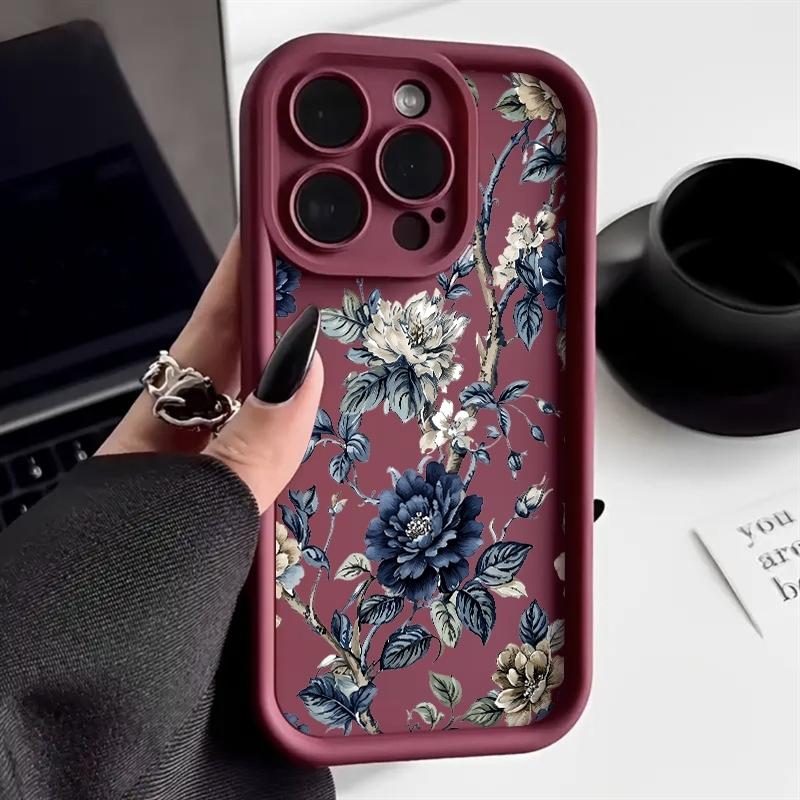 Бело-синяя цветочная ветка Чехол для телефона для Xiaomi Redmi Note 14 13 Pro Plus 5G 12 11 10 Pro 4G Redmi 13 14C 13C 12C Конфетный чехол
