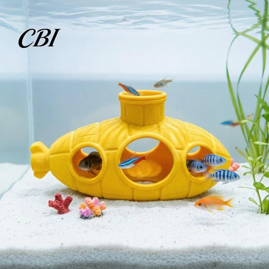 Декор для снятия стресса у рыб, 3D-печатные полые украшения-подводные лодки для аквариума, Укрытие-домик для креветок в аквариуме, Пещера-укрытие для петушка