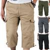 Men Casual Beach Holiday Three Quarter Length Pants Side Pockets Cargo Style Sports Short Trousers