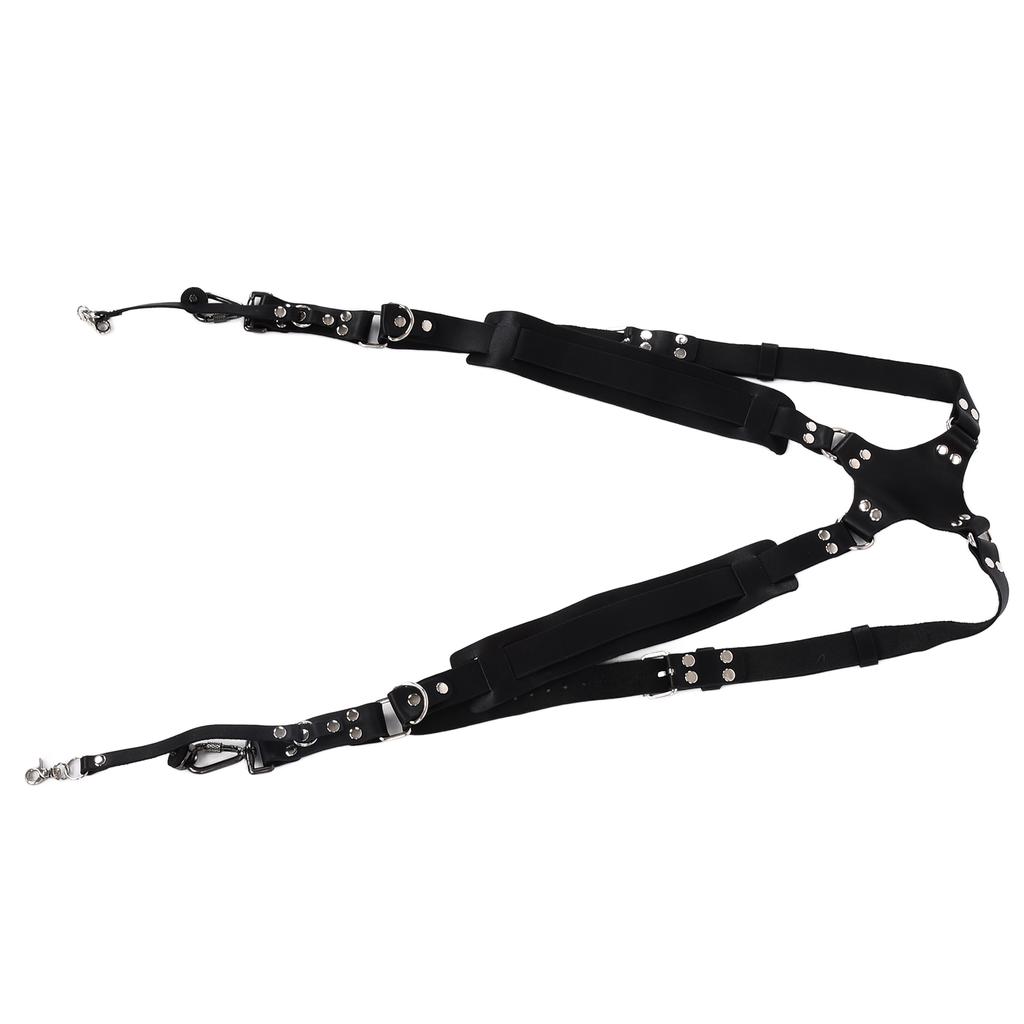 Leather Camera Strap Dual Shoulder Snapshot Harness Adjustable Multifunctional Camera Accessories for SLR CameraBlack
