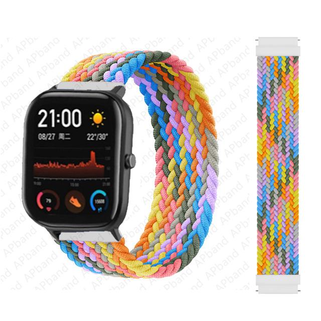 20 мм 22 мм ремешки для часов для Amazfit GTS/4/3/2/2e/GTS2 Mini/GTR 4/3 pro/GTR2/2e/2 Плетеный solo loop Браслет Amazfit bip 6 5 ремешок