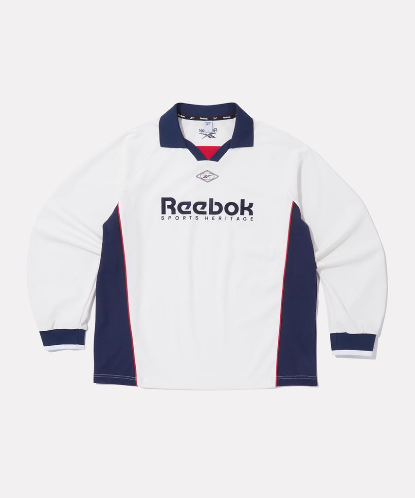 REEBOK Side Color Block Waffle Collar T-Shirt - Off White
