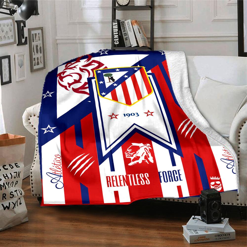 Atlético Madrid Theme Printed Blanket - Perfect for Couch, Bed, Travel & Outdoor Use | Machine Washable, Cozy & Durable.