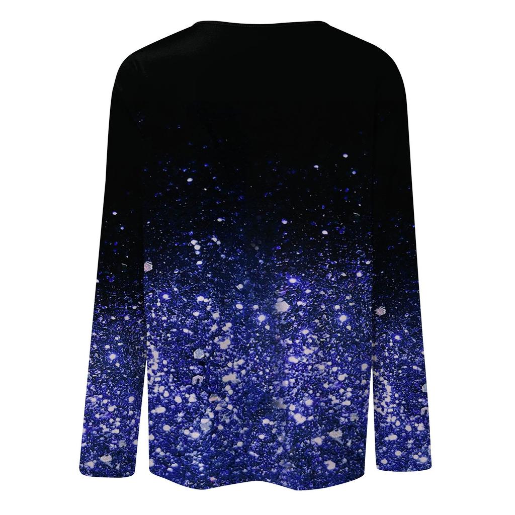 Женская мода, повседневная блузка с длинным рукавом и круглым вырезом, пуловер с принтом