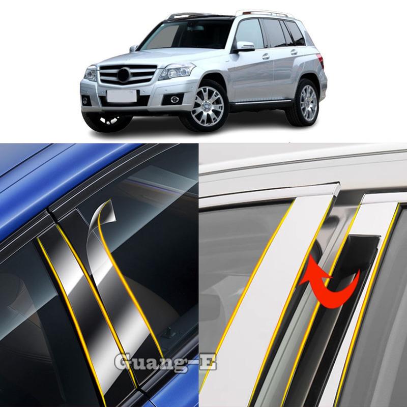 Автомобильные накладки на стойки кузова (TPU/Зеркальные) для Mercedes Benz GLK Class X204 2008-2015, Декоративные накладки на двери, Наклейки на окна, Аксессуары, 4 шт.