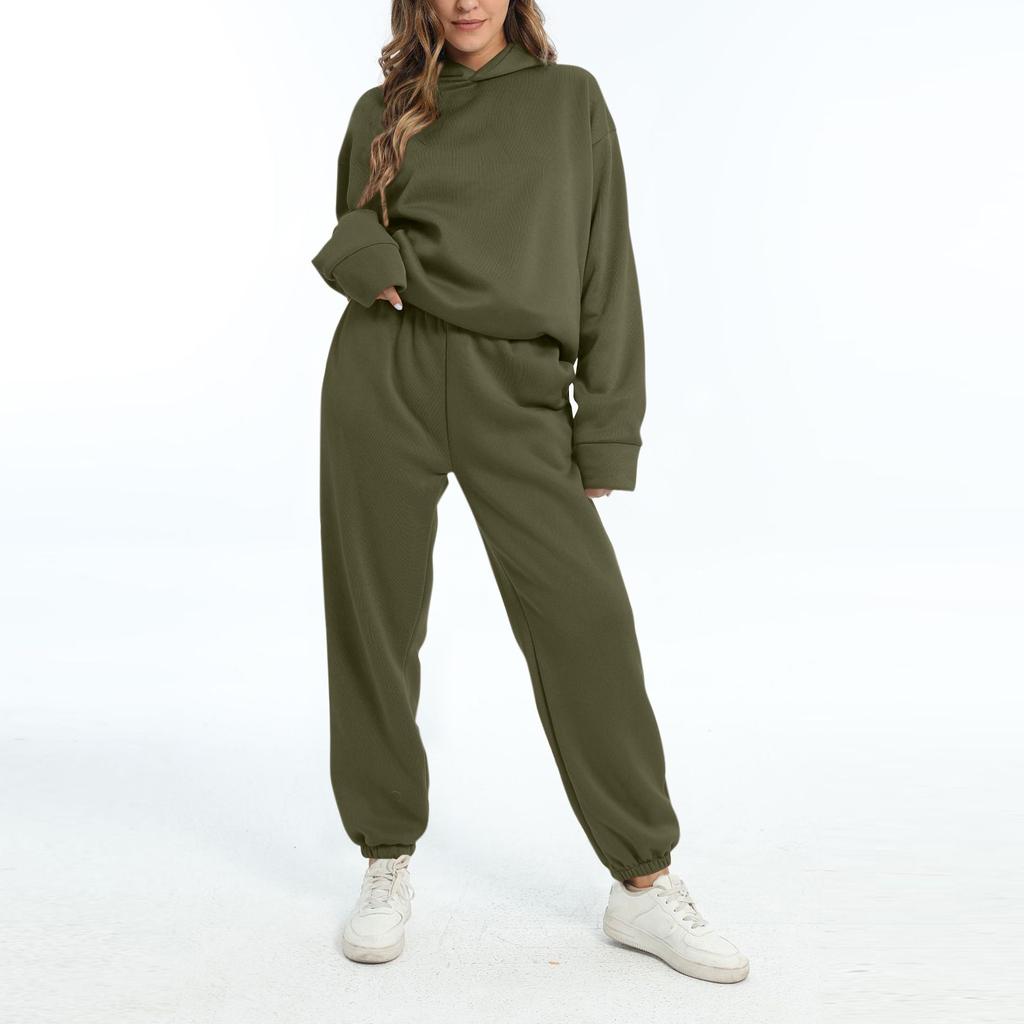 Женские комплекты из двух предметов, толстовки с длинными рукавами, пуловер, толстовка, спортивные штаны, повседневный спортивный костюм для тренировок