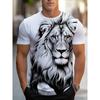 Мужская футболка Cool Lion с 3D-принтом, летняя, для спорта на открытом воздухе, мужская, повседневная, городская, модная, с коротким рукавом, повседневная, мужская футболка