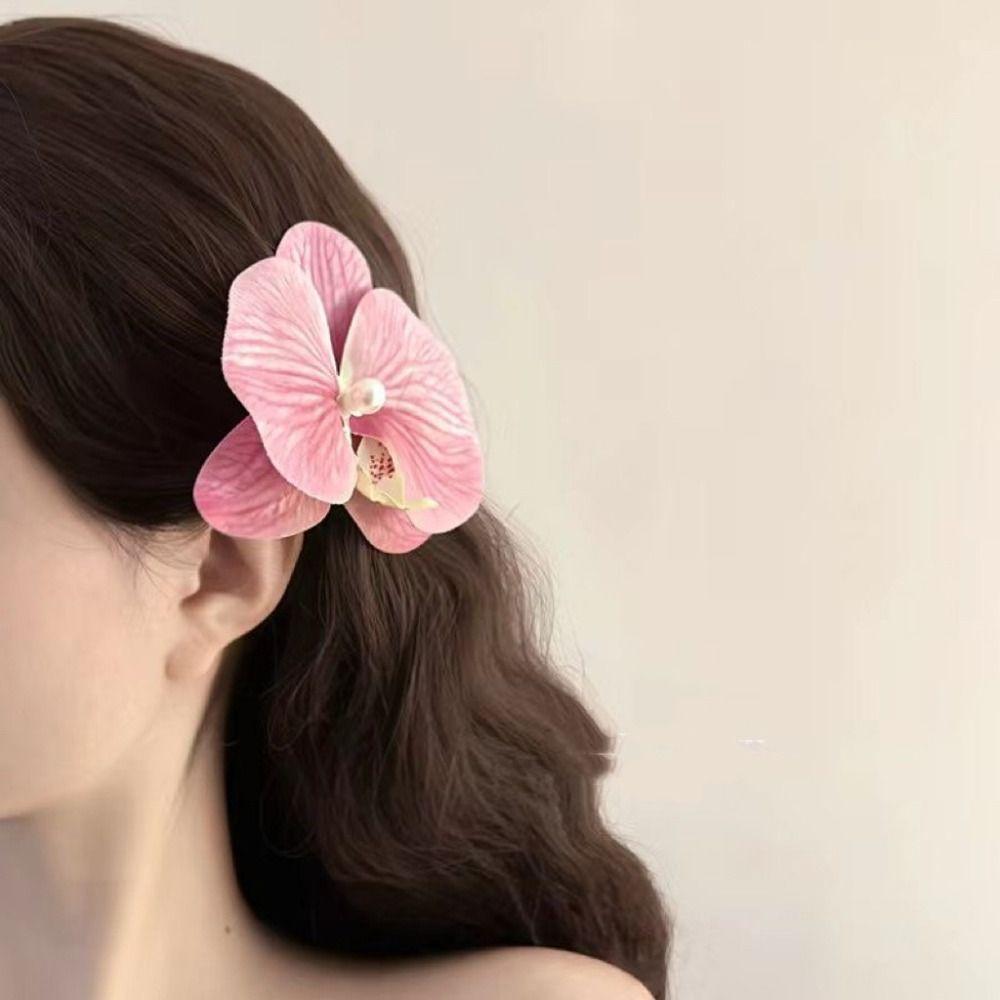 Side Clip Orchid Butterfly Hair Clip Phalaenopsis Pearl Hair Clip Hair Accessories Flower Hairpin