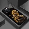 Закаленное стекло с узором золотого льва для телефона, подходит для iPhone 17 16 15 14 13 12 11 Pro/Max/Plus, противоударная задняя крышка