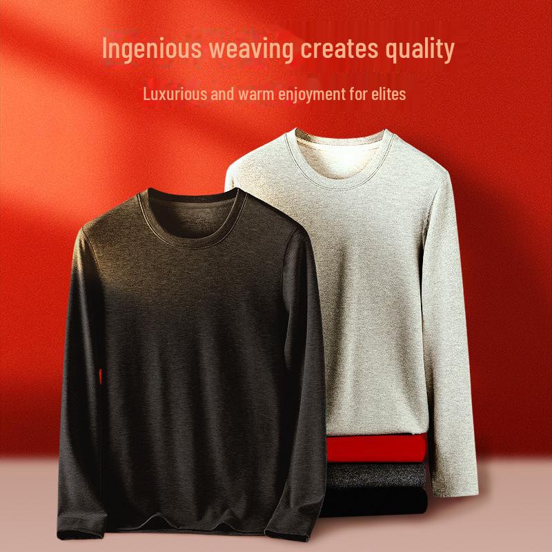 Мужской комплект термобелья из шелка и шерсти: Плюс бархатный толстый костюм на осень и зиму