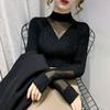 Black Lace Autumn Winter Inner Turtleneck Thin Sweater Women's Outer Wear Fashion Knit Base Layer Top Trendy