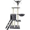 JIPSY Gray Cat Tree 79 X 34 X 138 Cm - 3 Platforms, 1 Perch, 1 Kennel, 1 Staircase, Scratching Posts