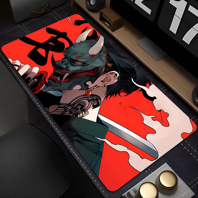 Mouse Pad Laptop Gaming New Mousepad PC Accessories Devil Oni Mask Keyboard Pad Non-Slip Soft Computer Anime Cool Boy Desk Mat