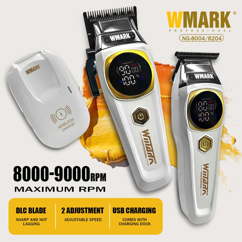 WMARK Профессиональная машинка для стрижки волос DLC BLDC Мотор 9000 об/мин Триммер для волос Беспроводная зарядка Машинка для мужчин NG-8004 NG-8204