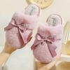 Домашние теплые нескользящие тапочки с толстой подошвой и пушистым бантом, хлопковые тапочки для девочек и пар, зимние утолщенные теплые