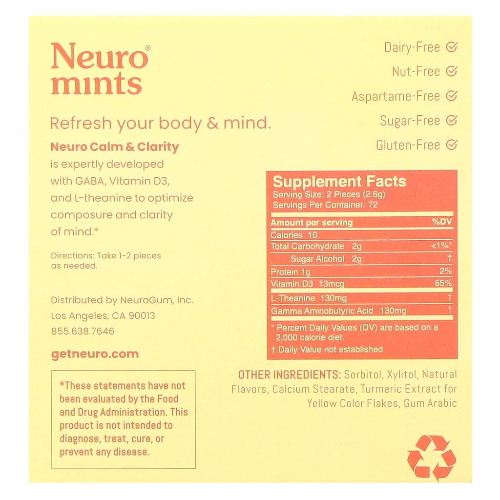 Neuromints, Calm & Clarity, Honey Lemon, 12 Pack, 12 Each