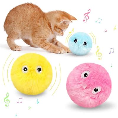 Плюшевый интерактивный мяч игрушка для кошек электрический со звуком кошачья мята тренировочная игрушка котенок прикосновение звучащий товар для питомца пищащий мяч пушистые игрушки