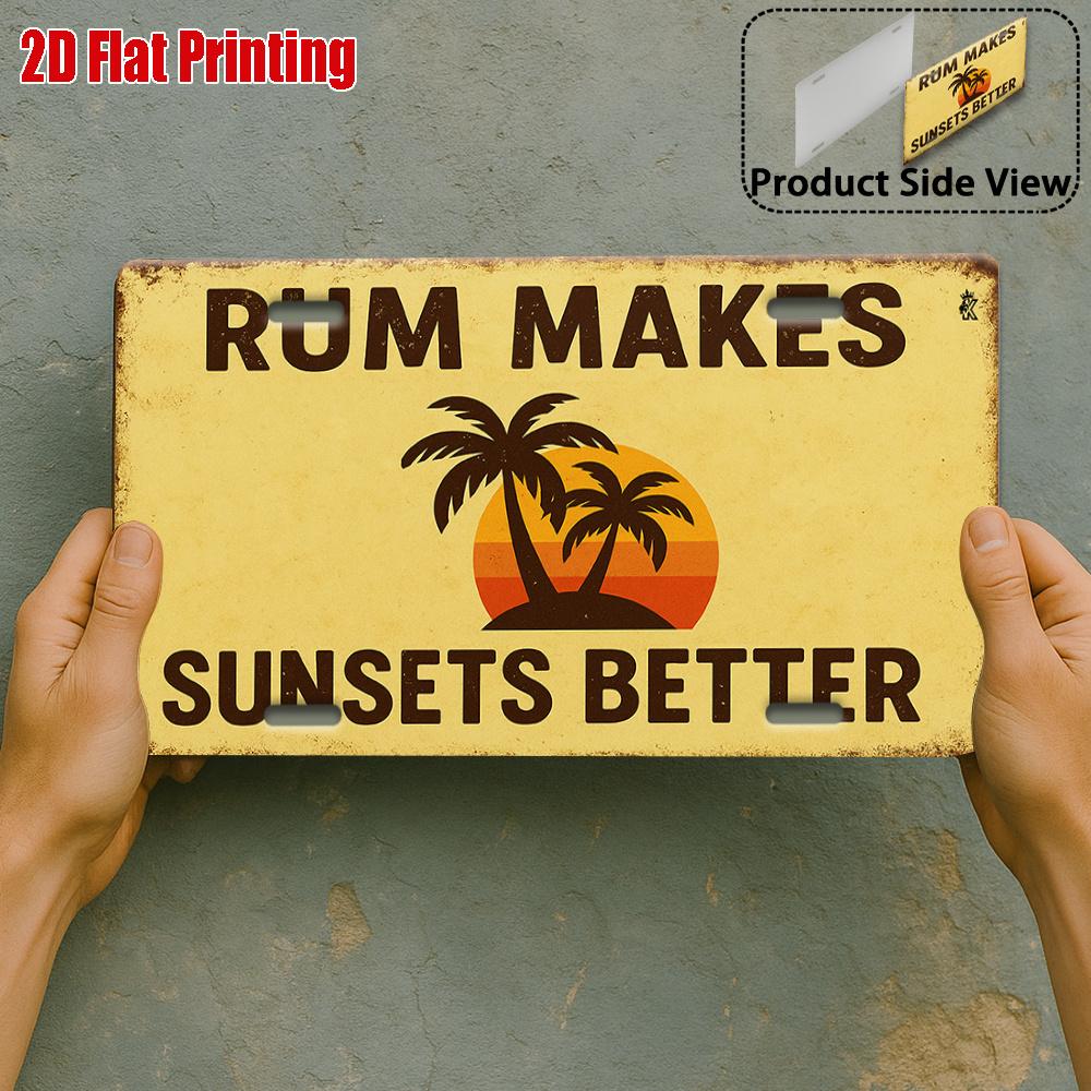 Алюминиевая табличка D Flat Rum Makes Sunsets Better Идеально для Бара Кафе Витрины Кухни Гостиной Садовой Стены Столовой