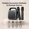 Караоке-машина с 2 беспроводными микрофонами, 5.0 Bluetooth 50 Вт динамик для взрослых и детей, ручка и RGB-подсветка, поддерживает карты памяти TF/USB/Aux In/TWS