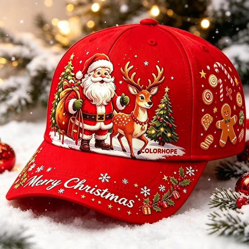 Exclusive for red Christmas hats, Santa hats, adults, children, digital printing casual design