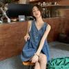Sleeveless Strap Dress Women Summer Single-Breasted Pockets Denim Dresses Woman Korean Style Loose A Line Mini Dress