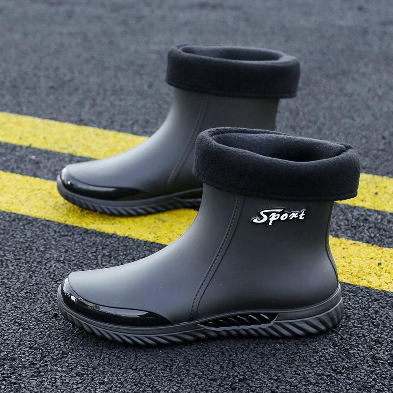 2025 новые дождевики мужские короткие водонепроницаемые резиновые ботинки повседневные сапоги для рыбалки автомойки рабочие водонепроницаемые сапоги нескользящие бархатные дождевики