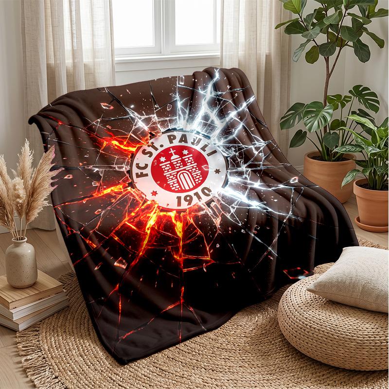 FC St. Pauli Football Print Flannel Blanket, Soft Warm Lightweight Throw Blanket for Sofa Bed Camping
