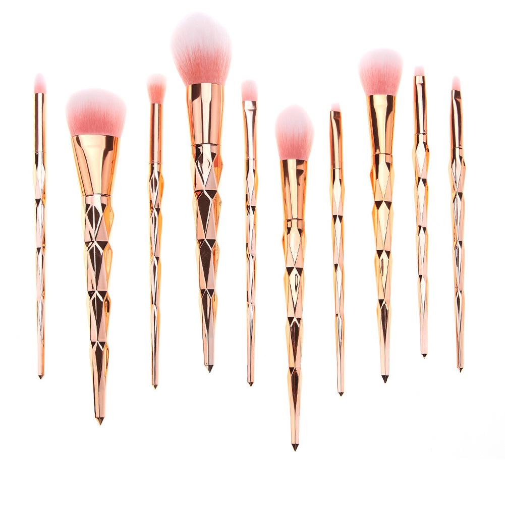 11 шт., набор кистей для макияжа с бриллиантами и розовым золотом, набор кистей для макияжа в форме русалки, рыбий хвост, пудра, косметическая кисть, набор кистей для теней для век радуги