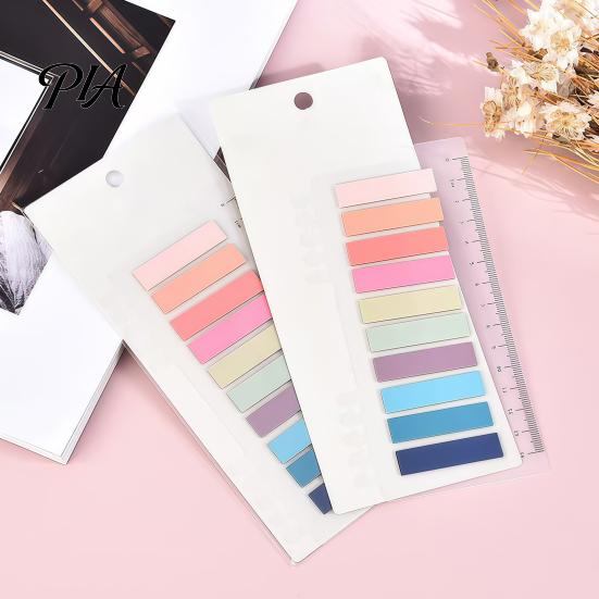 Morandi Color Page Markers Index Sticker Tabs with Built-in Scale Ruler, Transparent Portable Ruler Set PET Markers, Compact Writable Book Labels for