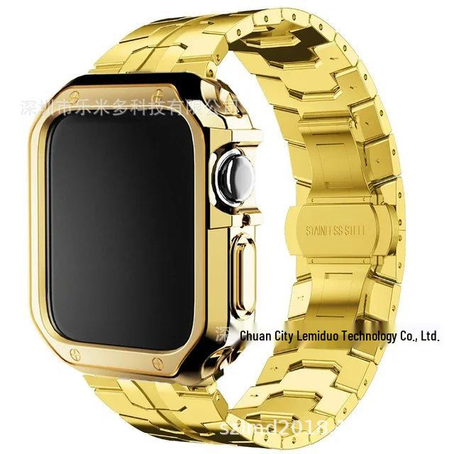 Чехол-броня из нержавеющей стали Железный Человек с ТПУ ремешком для Apple Watch