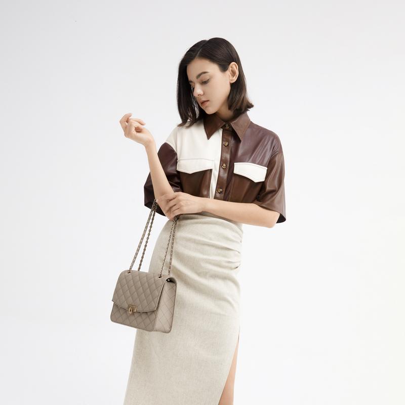 Charles & Keith Reconstructed Metal Chain Quilted Versatile Medium Shoulder Bag Women Shoulder Bag Multiple-Colors CK2-70781538-2