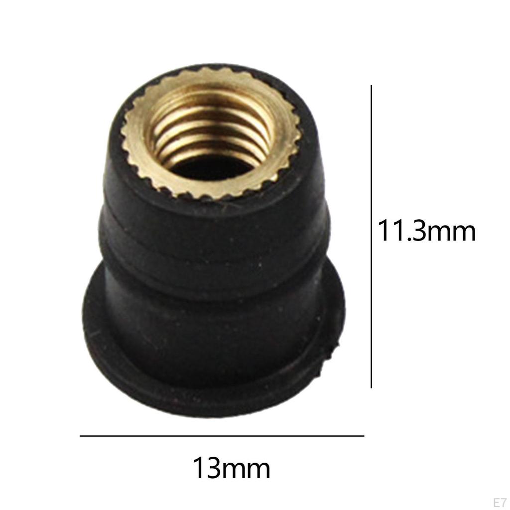 5 Pieces Windshield Rubber Motorcycle Nuts Replaces Universal Repair Parts Brass Nut Fairing