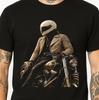 Biker T-Shirt Motorcycle Rider Helmet Leather Jacket Chopper Vintage Tee.