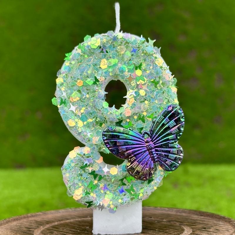 Креативная цифровая свеча на день рождения, украшение для торта, вечерние свечи на день рождения, бабочка