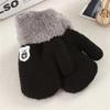 Children Plush Hanging Neck Cute Knitted Mittens Thick Warm Kids Gloves
