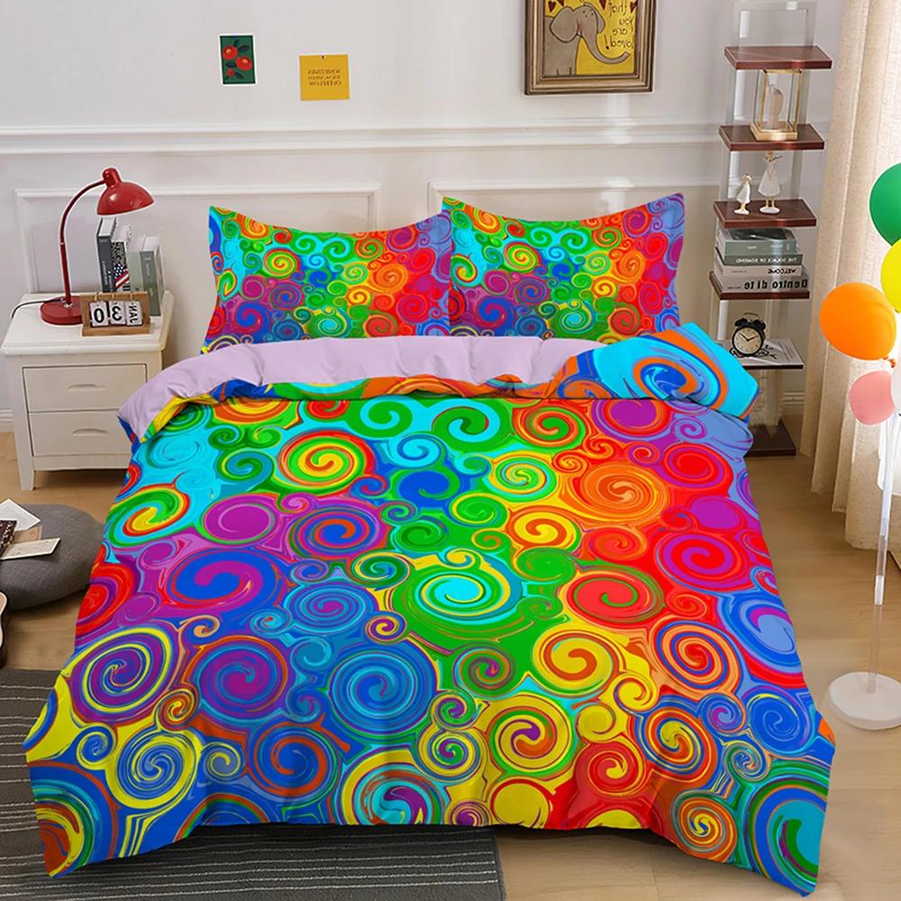 Комплект постельного белья Abstract Rainbow Colorful Queen King Single Duvet Cover Dream Polyester Sofar Covers Pillowcase Soft Bedwear